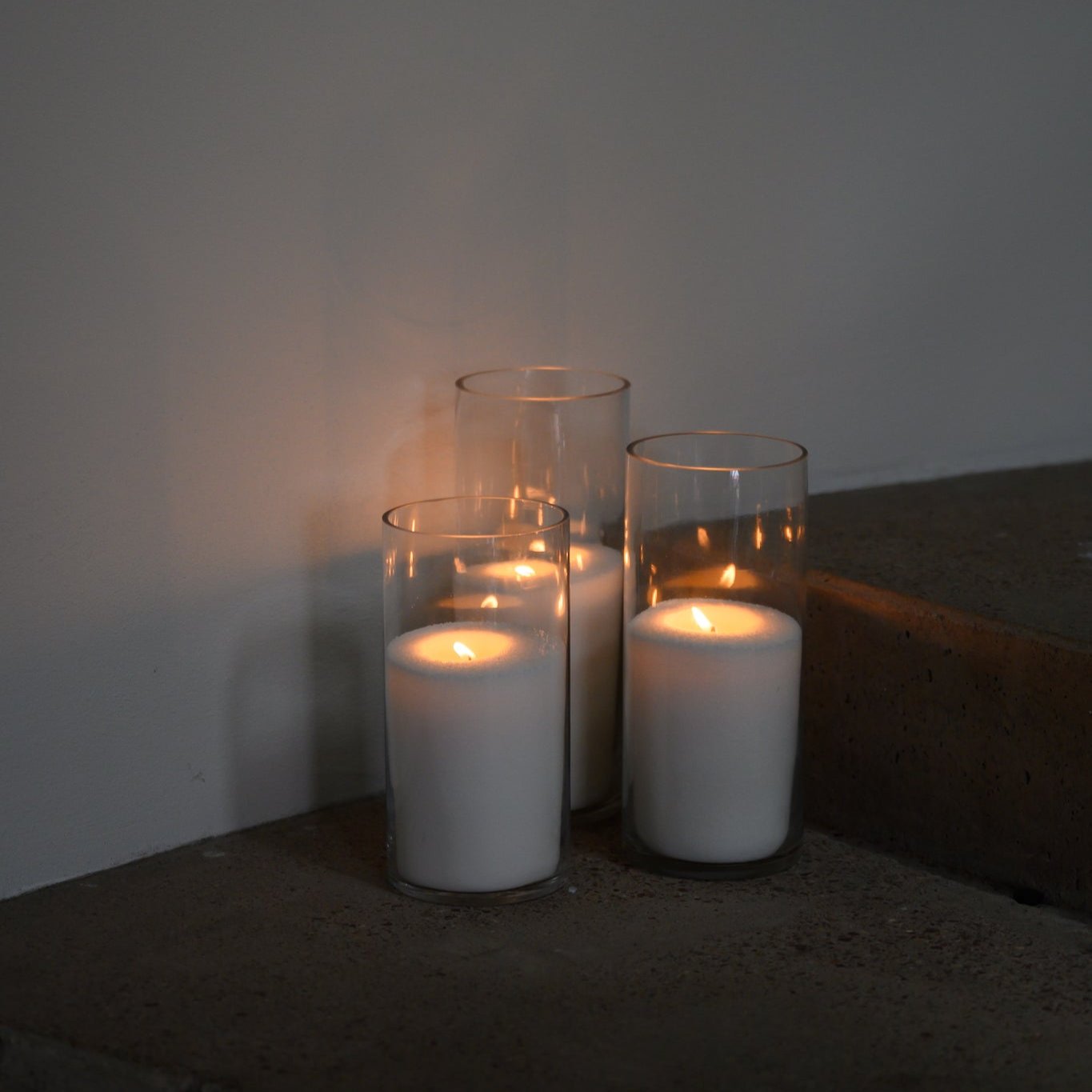 Sand Wax Candles in Glass Cylinders - Set of 5